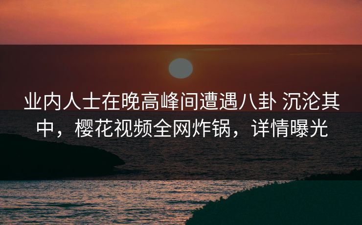 业内人士在晚高峰间遭遇八卦 沉沦其中，樱花视频全网炸锅，详情曝光
